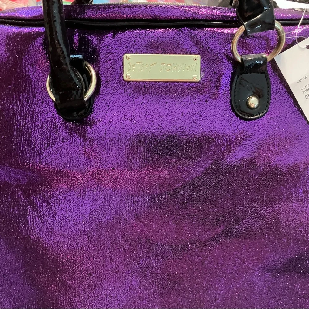 NWT Betsey Johnson Shimmery Purple Laptop Bag